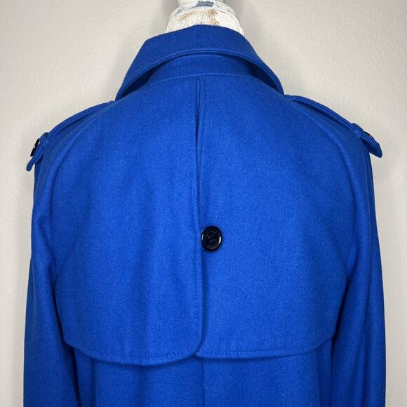 Calvin Klein Wool Blend Trench Pea Coat Women's Size 8 Cobalt Blue - Picture 9 of 16